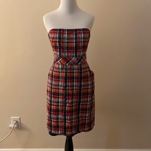 Vineyard Vines Plaid Wharf Strapless Dress